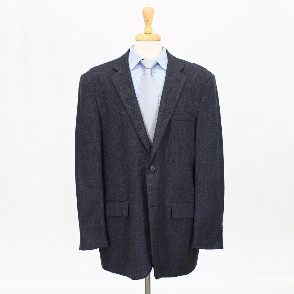 Joseph & Feiss 46L Navy Check 2-Button Sport Coat Blazer Jacket B442